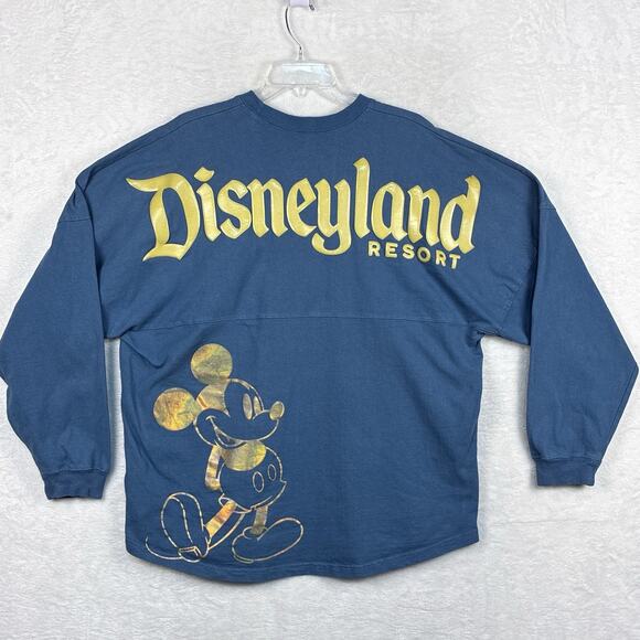 Disney Spirit Jersey XL Blue Iridescent Gold Mickey Mouse Puff Letters Shirt